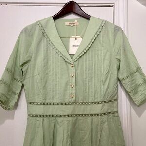 Simple Retro Cotton Midi Dress